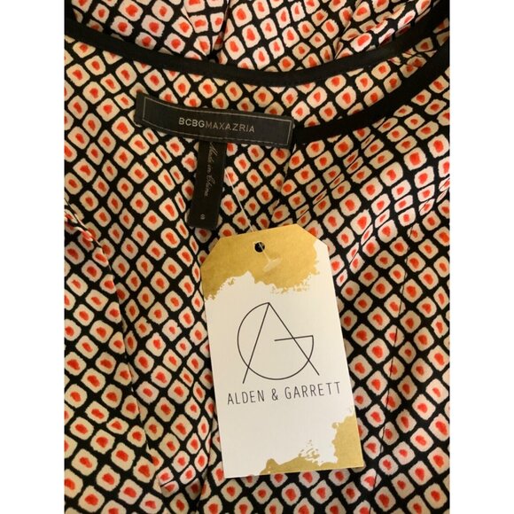 BCBG Max Azria Red Black White Megan Polka Dot Top, Size Small - Picture 5 of 5